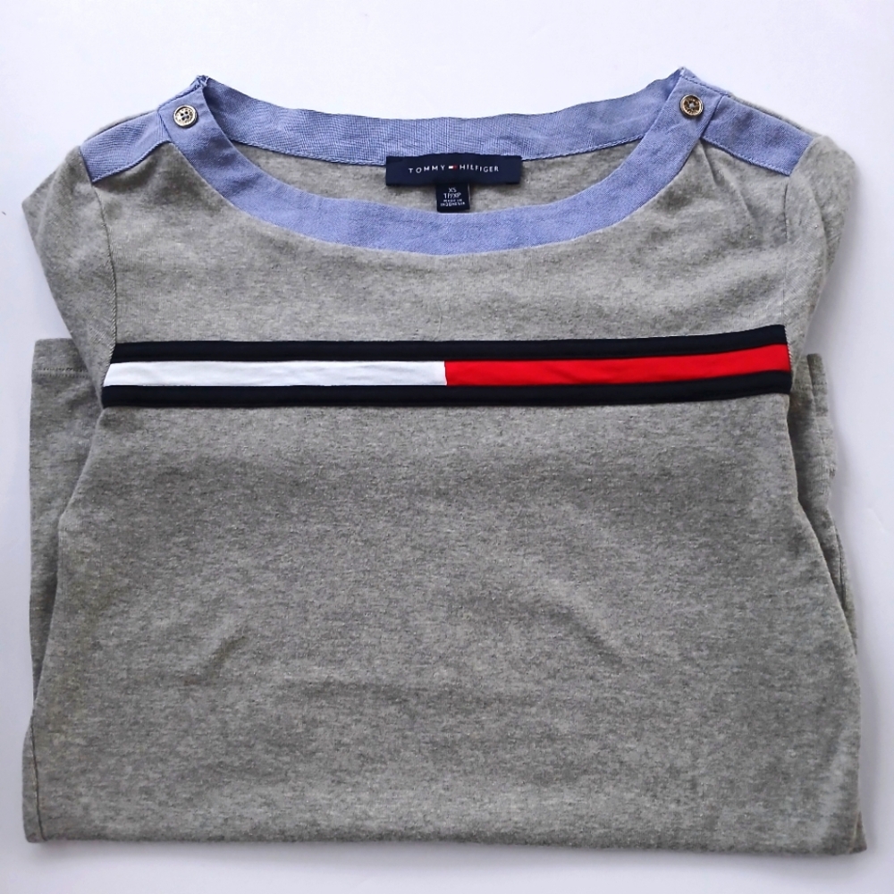 Women's Tommy Hilfiger long sleeve shirt| Size XS | Grey / Blue